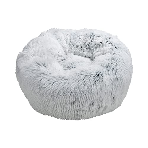 Dynamic24 Hundebett 55cm Rund Hundekissen flauschig aus Plüsch Hundebetten Donut Hundesofa Katzenbett Hundekorb Waschbar für Hunde Katze Haustier… (Weiss) von Dynamic24