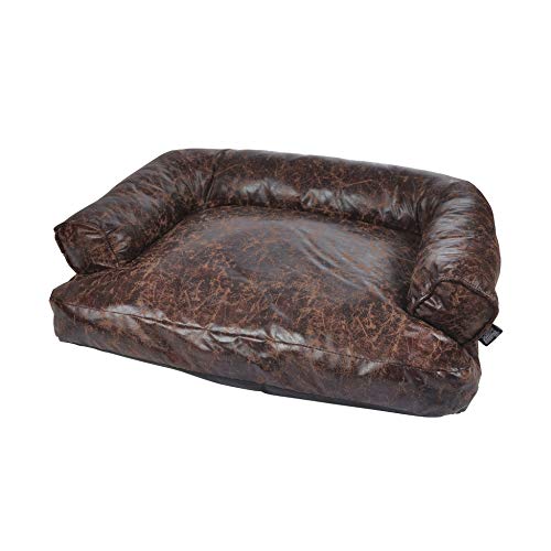 Dynamic24 XL Hundesofa Chesterfield 65cm Couch Hundecouch Sofa Hunde Hundebett Schlafplatz Bett braun - Lederoptik von Dynamic24