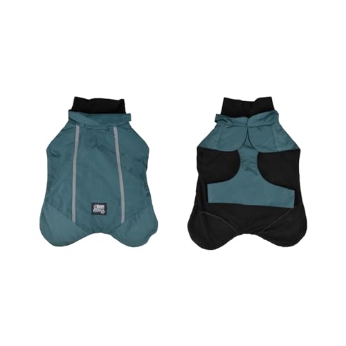 Hunde Fleece Regenjacke mit Kragen Jacke Mantel Hundebekleidung Regenschutz Hundejacke Regenmantel Hundebekleidung Petrol (S (Rückenlänge ca.30cm)) von Dynamic24