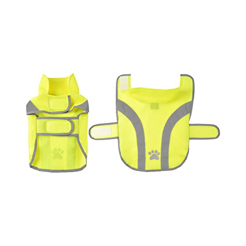 Hunde Regenjacke Warnweste gelb Weste neon Neongelb Sicherheitsweste reflektierend wasserabweisend Bekleidung Hundejacke Hundemantel Mantel Hundesicherheitsweste Hundebekleidung Jacken (L) von Dynamic24