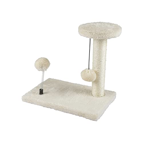 Katzen Kratzbaum klein mit Katzenspielzeug Katzenkratzbaum Plüsch Sisal Spielzeug Kratzsäule Katzentreppe für Kätzchen Kletterbaum Maus Kratzstamm Plattform Ball (Beige) von Dynamic24