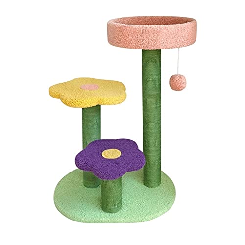 Blumen-Katze Baum Turm Klettern Bett Schwert Seil Cat Scratch Beitrag Katze Springen Plattform Spielzeug (Color : B) von Dzwyc