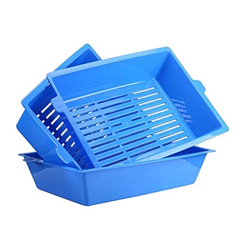 Dreischicht-Filterkatze-Wurf-Box leicht zu reinigen Haustier-Toiletten-offener Typ Toilettenlieferungen Lazy Free Shovel (Color : Blue) von Dzwyc