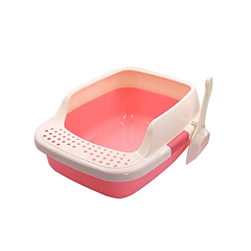 Durable Katze Wurf Topf Halbgeschlossene Katze Wurf Pot Große Space Fat Cat Sorgenfreie Haustier Toilettenbedarf (Color : Pink) von Dzwyc