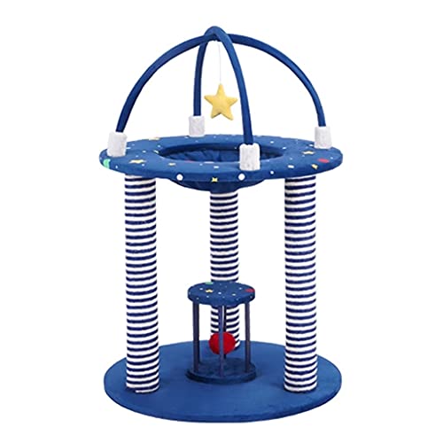 Katzensturm-Katzen-Baum-Katzen-Scratcher-Pole mit Sisal-Seil, Kitty-Kratzer-Pfosten mit hängendem Ball (Color : Blue) von Dzwyc