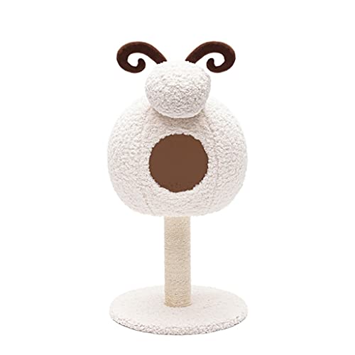 Lamb förmige Kratzbaum Cat Turm Katze Sisal Kratz Beitrag Regal Spielzeug Katze Klettergerüst Springen Plattform Cat Nest (Color : White) von Dzwyc