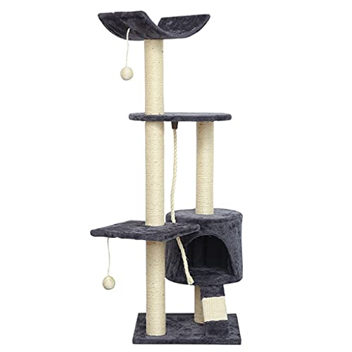 Multi-Layer Cat Climing Frame Sisal Cat Scratcher Baum mit Hängematte Hängen Ball Haustierhaus Katzenturm (Color : A) von Dzwyc