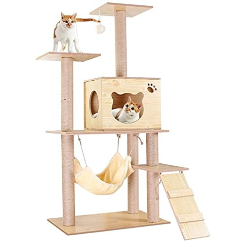 Multi-Level-Deluxe Cat Turm Katzenkorb Lounger Ladder Kratzbaum mit Kratz Perches Condo (Color : Primary Color) von Dzwyc