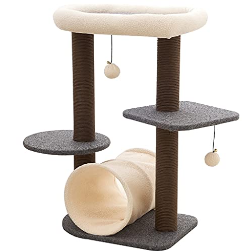 Multi-Level-Kletterrahmen-Katzen-Baum-Katzen-Turm mit Spieltunnelhaus-springende Plattform-Katzennest (Color : Brown, Größe : 43 * 33 * 72.5cm) von Dzwyc