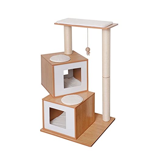 Pet Entertainment Cat Tower Cat Tree Multi-Layer Sisal Cat Kletterrahmen Katze Jumping Platform Katze Nest (Color : Wood Color) von Dzwyc