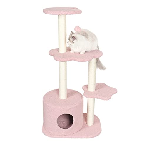 Rosa Katze Bäume Katze Kletterrahmen Schleifkleiner Säule Katze Aktivität Bäume Katzenturm mit Sisal Kratzpfosten Springplattform (Color : Pink) von Dzwyc