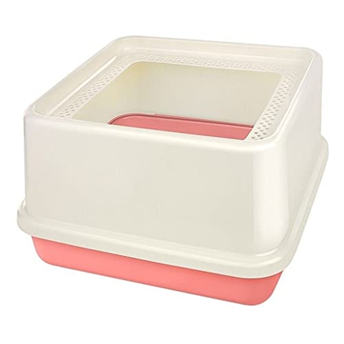 Tragbare Katze Wurf Box Exkrement Training Sand Wurf Box Katze Bowl Toilette Bedpan (Color : Pink, Größe : 17.32 * 17.32 * 9.84inchs) von Dzwyc