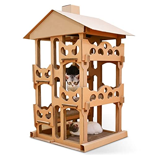 Vierschichtkatze Villa Katze Kletterrahmen Katze Kratzbrett Katze Baum Spielzeug Katze Turm Katze Nest (Color : A) von Dzwyc