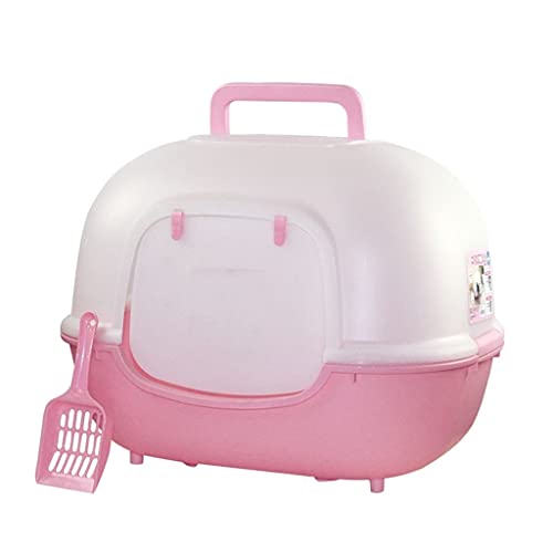 Voll geschlossene Flip-Katze-Wurf-Box-Anti-Splash-Haustier-Toilettenartikel Großraum Rosa 51 * 40 * 39cm (Color : B) von Dzwyc