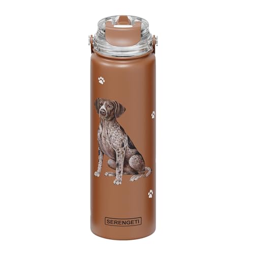 E&S Pets SERENGETI Wasserflasche aus Edelstahl mit auslaufsicherem Deckel, doppelwandige, vakuumisolierte Wasserflasche, realistischer 3D-Druck Ihres Lieblingshundes (Deutsch Kurzhaar) von E&S Pets