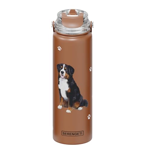 SERENGETI Wasserflasche aus Edelstahl mit auslaufsicherem Deckel, doppelwandige, vakuumisolierte Wasserflasche, realistischer 3D-Druck Ihres Lieblingshundes (Berner Mt. Hund) von E&S Pets