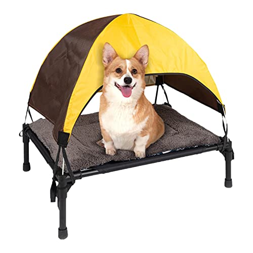 EACTEL Hundebett, feuchtigkeitsbeständiges Klappbett, Katzenhütte, tragbares Oxford-Gewebe, 5.1 cm-1 erhöhtes extra großes Hundebett mit abnehmbarem Baldachin, Haustierbett für Camping oder Strand von EACTEL