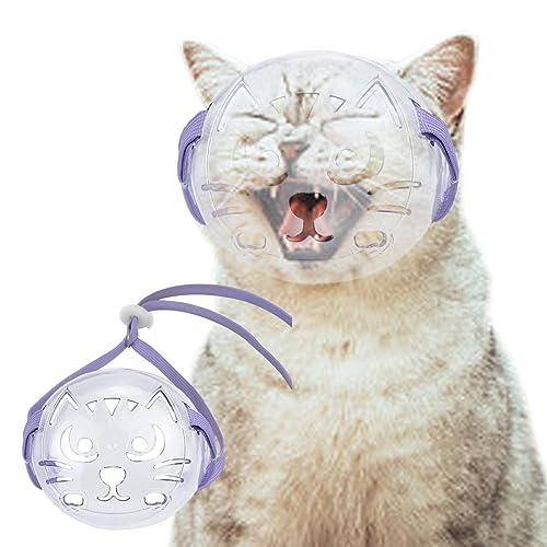 Katzenmundbedeckung | Haustier-Hauben-Mundschutz-Abdeckung,Transparente, atmungsaktive Katzengesichtsmaulkörbe, Hunde- und Katzenpflegemaulkörbe für kleine und mittelgroße Katzen von EACTEL