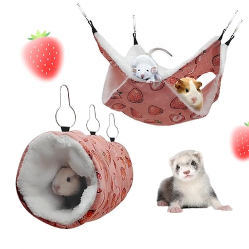 Hängematte für Ratten, Frettchen, Spielzeug, Käfigzubehör, Meerschweinchen, Verstecktunnel, warmes Bett für Ratten, Frettchen, Meerschweinchen, Schlafen, Verstecken und Spielen (2. Hängematte + von EAEDMY