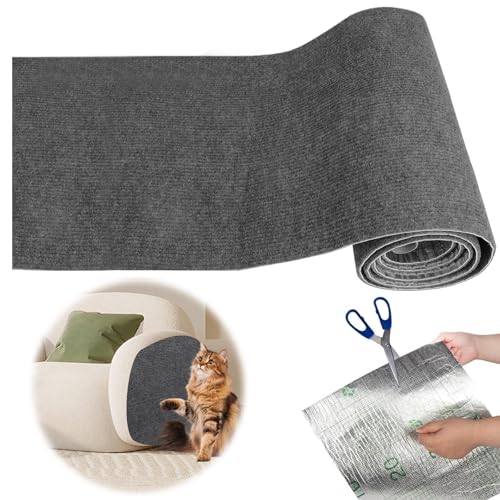 EAEVKPI Selbstklebend Kratzteppich Katze - 40X200cm DIY Kratzmatte Katze Selbstklebend, Kratzschutz Sofa Katze, Kratzschutz Pad Möbelschoner für Couch Möbel Sofa Tür Katzenständer Schutz(Grau) von EAEVKPI