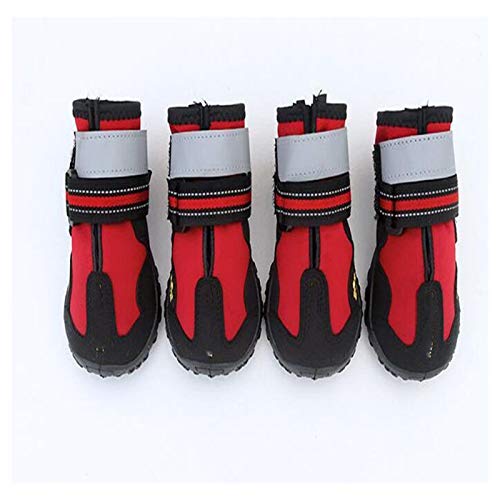 Hundeschuhe,Dog Boots Haustier-Hundeschuhe for den Sport, tragbar for Haustiere, Sohlen, wasserdichte Hundestiefel, perfekt for kleine, mittelgroße und große Hunde(Color:Red,Size:6) von EALLEN