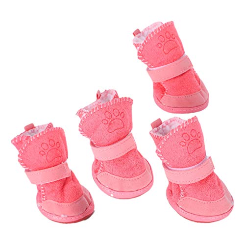 EALRIDV Hundeschuhe, Hundestiefel für den Winter, Hundestiefel mit Klettverschluss, Hundeschneeschuhe, Schneeschuhe für Hunde, Hunde können im Schnee frei Spielen und Laufen, Pink, 3 (Number 1) von EALRIDV