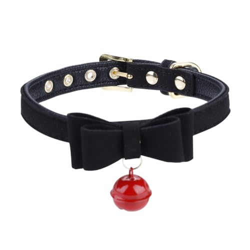 Hundehalsband, mit Schleife und Glöckchen-Dekoration, Haustierhalsband, verstellbar, 4 Farben, Hundehalsband-Charm, Haustierhalsbänder für Hunde, für kleine, mittelgroße und große (M) von EALRIDV