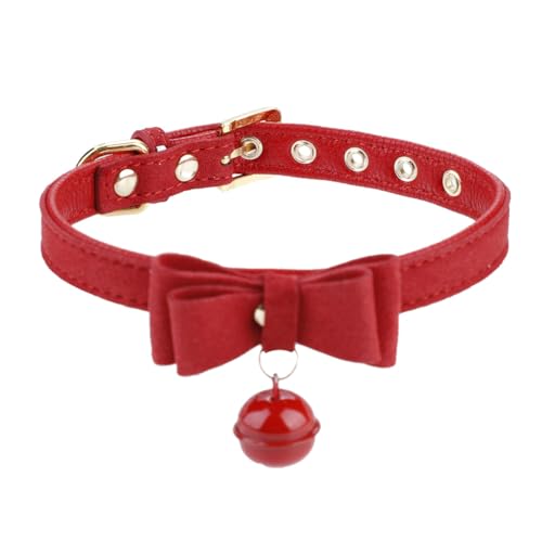 Hundehalsband, mit Schleife und Glöckchen-Dekoration, Haustierhalsband, verstellbar, 4 Farben, Hundehalsband-Charm, Haustierhalsbänder für Hunde, für kleine, mittelgroße und große (M) von EALRIDV