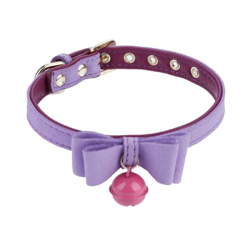 Hundehalsband, mit Schleife und Glöckchen-Dekoration, Haustierhalsband, verstellbar, 4 Farben, Hundehalsband-Charm, Haustierhalsbänder für Hunde, für kleine, mittelgroße und große (XS) von EALRIDV