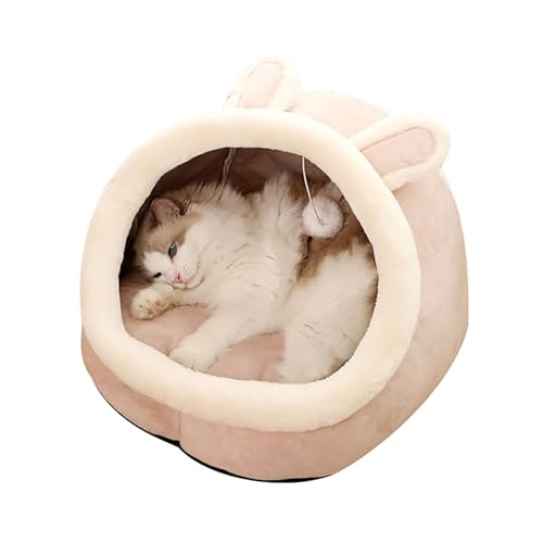 EANDPEIEO Katzenbetten für Hauskatzen – Katzenbetthöhle mit abnehmbarem, waschbarem Polsterkissen, weiches Plüsch-Premium-Baumwoll-Haustierbett ohne Verformung von EANDPEIEO