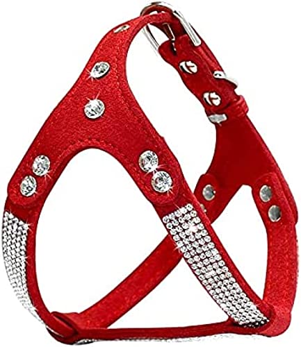 Weiches Wildleder Kleines Hundegeschirr Strass Haustier Katze Weste Maskottchen Hund Kleiner Mittelgroßer Hund Chihuahua Rosa L Rotes Geschirr,Rot,L,Remarkable88 von EARLY