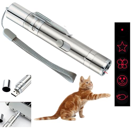 EASERIA LED Pointer für Katzen Spielzeug, Interaktives katzenspielzeug, Katze Hund Kitten Licht Spielzeug, für Haustiere Trainingsgerät, 5 Muster & 7 in1, Wiederaufladbar über USB von EASERIA