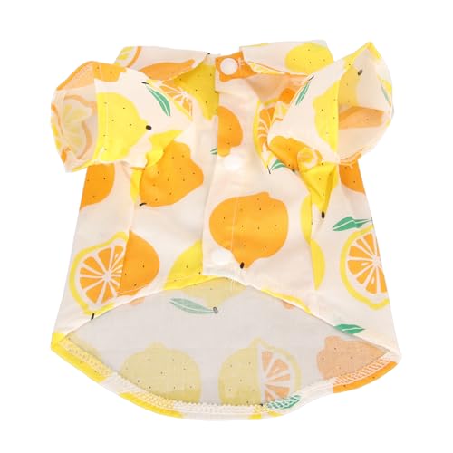 EASTALOLO Dog Summer Shirts, Breathable Lemon Print, Cool Hawaiian Style for Small to Medium Dogs and Cats, Spring and Summer Apparel for Puppies (L) von EASTALOLO