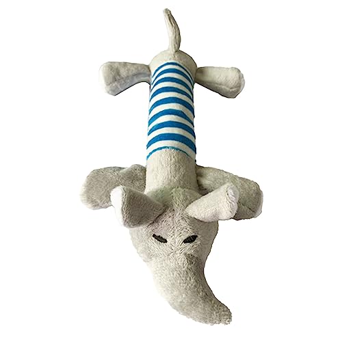 EASTALOLO Hunde-Plüschspielzeug, niedliches gestreiftes Tier, quietschendes Kauspielzeug für die Zahnreinigung von Haustieren, Hunden und Katzen (Elephant) von EASTALOLO