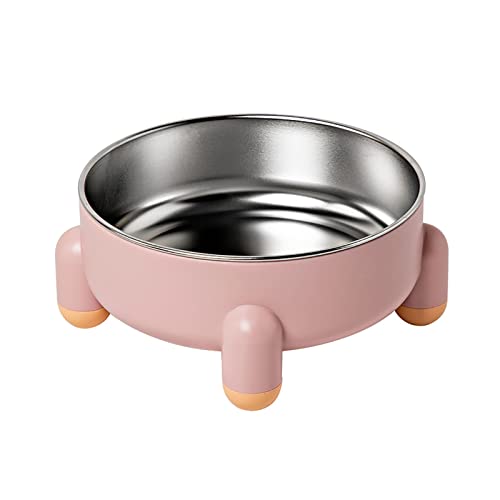 EASTALOLO Rutschfester, abnehmbarer Futternapf, erhöhter Futternapf aus Edelstahl mit großem Fassungsvermögen für Hunde und Katzen, für den Innenbereich (Pink) von EASTALOLO