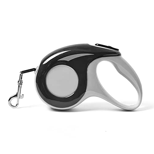 EASTALOLO einziehbare Trainingsleine für Hunde, ergonomische Leine, Nylonband, Knopfverschluss, verhedderungsfreie Laufleine mit Buntem Licht für Welpen (Black) von EASTALOLO