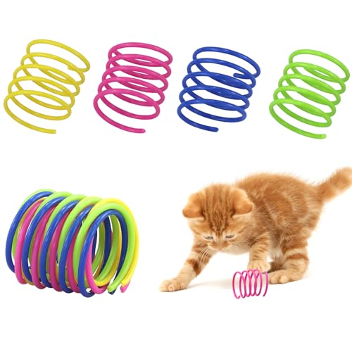 32 Stück Katze Spielzeug Cat Spring Spielzeug, Buntes kreatives Kunststoff Spiralfedern Spirale, Spielzeug Spiralfedern Neuheit Haustiere Spielzeug Bunte Spiralfedern Spring Spirale für Katze von EASYKEENECOM