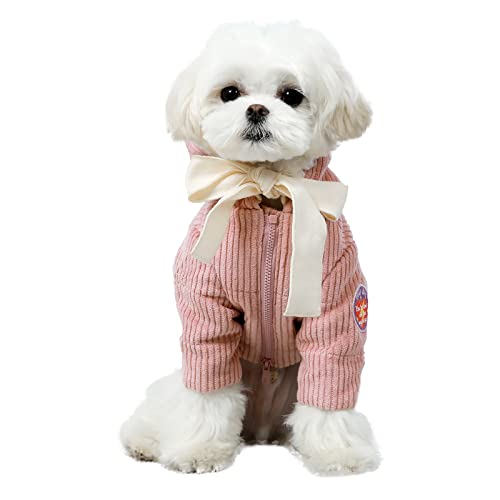 EASYSOAR Hundemantel für kaltes Wetter, Hoodie, Hundejacke für kleine, mittelgroße Hunde, winddicht, leicht, für den Winter, Welpen, warme Kleidung, Cord-Hundekleidung für Mädchen (Rosa, XL) von EASYSOAR