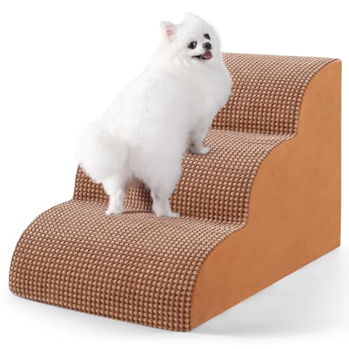 EASYSOAR Hundetreppe für Kleine Hunde, 3-stufige Hundetreppe für Bett und Couch Hochdichter Schaumstoff Haustiertreppe für Kleine Hunde und Katzen, Haustiertreppen mit Rutschfester Unterseite für von EASYSOAR