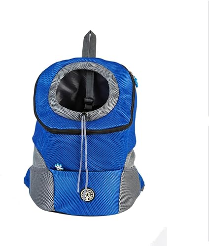 EATAN Hundetragerucksack - Atmungsaktiv - Wasserdicht - für kleine Hunde und Katzen - Verstellbarer Tragerucksack - Gepolsterter Schultergurt - für Wandern, Outdoor Reisen (L, Blau) von EATAN