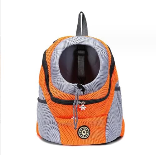 EATAN Hundetragerucksack - Atmungsaktiv - Wasserdicht - für kleine Hunde und Katzen - Verstellbarer Tragerucksack - Gepolsterter Schultergurt - für Wandern, Outdoor Reisen (L, Orange) von EATAN