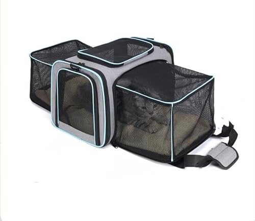 EBLIN Katzen- und Hundetragetasche für kleine, mittelgroße Katzen und Welpen bis zu 8 kg, zusammenklappbar, Das atmungsaktive Netz, Der Schultergurt ist abnehmbar verstellbar, Reise-Welpen-Tragetasche von EBLIN