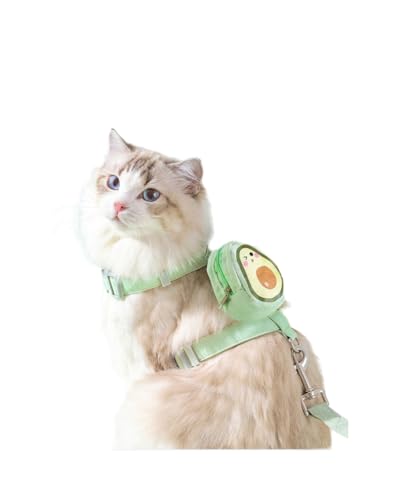 EBLIN Verstellbares Cartoon Cute Katzengeschirr Ausbruchsicher, Katzengeschirr mit Leine Set, für Brustgeschirr für Katzen Kitten Hunde Welpen Q2 (Grün, S) von EBLIN