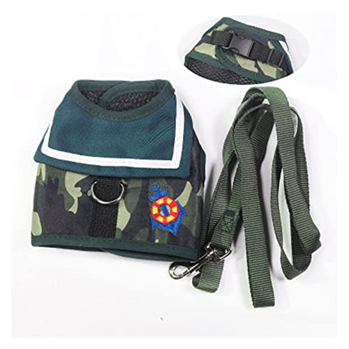 Hundeleine Haustier-Hundekleidung, weiches, atmungsaktives Leinen-Set for kleine, mittelgroße Hunde, Katzen, Brustgurt, Hundeleine (Color : Green, Size : M) von EBSBAG