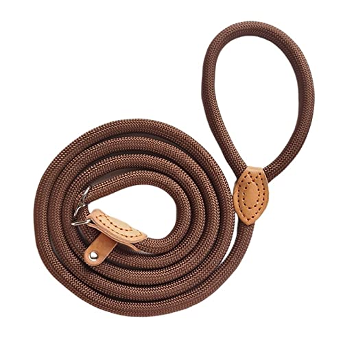 Hundeleine Nylon-Haustierleine Verstellbare Hundeleine Langlebige Leine Leichte Hundeprodukte Gehtraining (Color : Brown, Size : XL 150cmx1.4cm) von EBSBAG