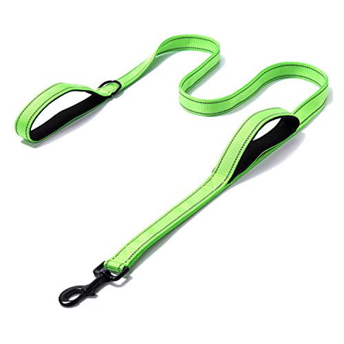 Hundeleine verstellbare reflektierende Nähte Doppelgriff Hundeleine Laufleine Hundezubehör (Color : Green Black, Size : M (2.5x150cm)) von EBSBAG