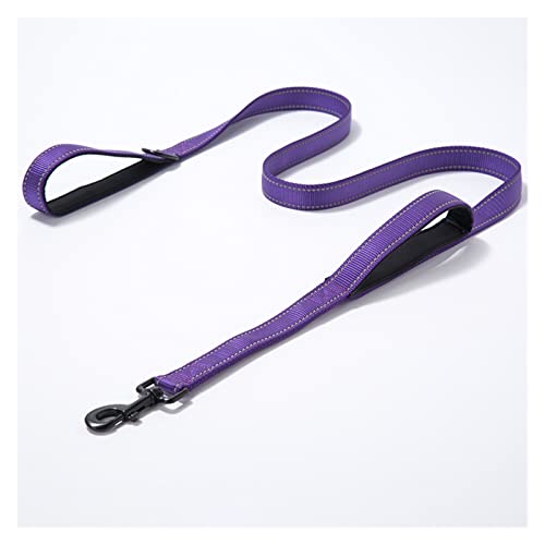 Hundeleine verstellbare reflektierende Nähte Doppelgriff Hundeleine Laufleine Hundezubehör (Color : Purple Black, Size : L (2.5x180cm)) von EBSBAG