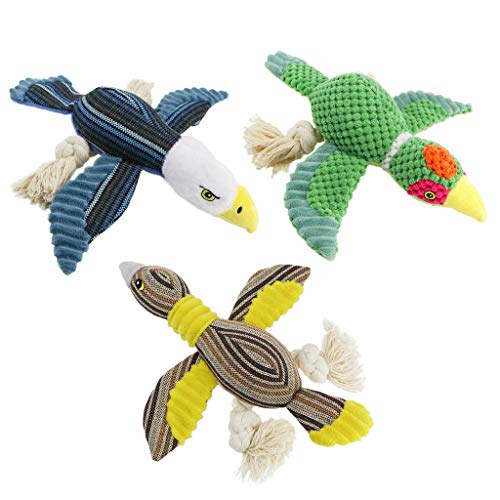 EBVincxmk 3 x Welpenspielzeug für kleine Rassen, Papageienform, Plüsch, Cartoon-Hunde-Kauspielzeug von EBVincxmk