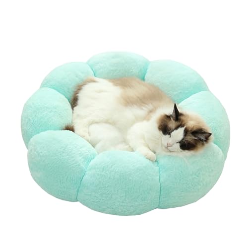 EBbels Donutbett Für Hunde Und Katzen, Blumenförmiges Rutschfestes Kätzchen-Wärmebett, Waschbares Plüsch-Katzenbett, Weiches Haustierbett Für Kleine Hunde Und Welpen 40cm (Grün) von EBbels