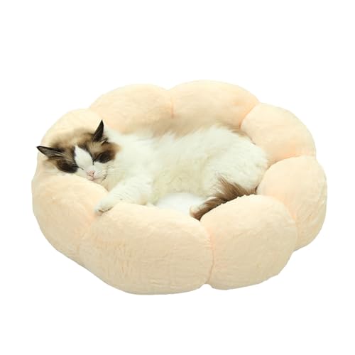 EBbels Donutbett Für Hunde Und Katzen, Blumenförmiges Rutschfestes Kätzchen-Wärmebett, Waschbares Plüsch-Katzenbett, Weiches Haustierbett Für Kleine Hunde Und Welpen 40cm (Rosa) von EBbels